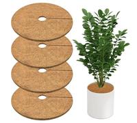 GUOYOU 4 Piezas Disco de Fibra de Coco Suave 30cm, Estera Permeable Anti-Malezas, Protector Invernal Resistente al Hielo, Ideal para Plantas en Maceta y Jardín Exterior (Marrón)