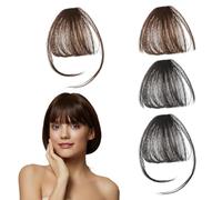 GUOYOU 4PC Flequillos Postizos Flequillo Postizo Pelo Natural Clip Flequillos de Extensiones Flequillo Clip Clip de Flequillo Clip en Flequillo para Mujeres Niñas (Marrón Claro, Negro)