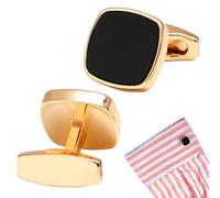 GUOYOU Aleación Gemelos Camisa Hombre Gemelos Personalizados Accesorios Hombre Negro Oro Clásico para la Negocios Novio Mejor Traje Boda Negocio Regalo de Graduación Comuniones Bautizos