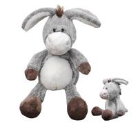 GUOYOU Burro de peluche y burro, 32 cm, color gris y marrón, suave peluche de pie, bonito muñeco de burro para niños, niñas, abrazar (gris)