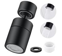 GUOYOU Giratoria 360 Grados Adaptador Grifo Cocina Exterior con Filtro de Acero Inoxidable y ABS Aireador Grifo Adaptador de Rosca Interna M24 y 22 para Aireador Grifos Cocina（Negro）