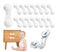 GUOYOU Paquete de 15 cerraduras de seguridad para cajones de gabinete, color blanco, cerraduras adhesivas fuertes para muebles de cocina, cerraduras de nevera, sin taladrar, para puertas de gabinete,