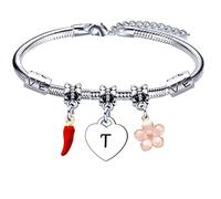 GUOYU Pulsera de Plata con Letras Iniciales Regalos para Mujeres- Regalo cumpleanos para Hija, Sobrina, Hermana, Amiga, Adolescente, Madre, Tía, Madrina, Abuela (T)