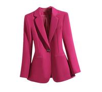 GUOYUXIAO Blazer Formal de otoño Invierno para Mujer, Oficina Entallada para Looks Profesionales de Negocios Rose Red Chico