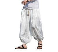 GUOYUXIAO Men's Pants Spring Autumn Sport Cuffed Harlan Trouser-White-X-Large