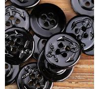 GUOZHAN 10 Botones Negros Grandes con diseño de Ancla de Barco Brillante para Hombre, Accesorios de Costura para Trajes y Abrigos, Botones Oscuros Redondos clásicos, Suministros de Bricolaje.