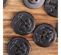 GUOZHAN 10 Botones Negros Grandes con diseño de Ancla de Barco Brillante para Hombre, Accesorios de Costura para Trajes y Abrigos, Botones Oscuros Redondos clásicos, Suministros de Bricolaje.