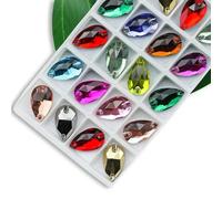 GUOZHAN Cristales de imitación para Coser en Todos los tamaños, Colores AB, Gotas Populares, Piedras de Cristal para Coser, 2 Agujeros, Ropa, Bricolaje, Vestido de Novia, Zapatos.