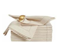 GUOZHAN Juego de 6 servilletas de Lino con vainica, servilletas de Tela navideñas, servilletas de Lino de Colores Naturales para la Cena