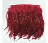 GUOZHAN Lote de 2 Metros de Plumas de faisán de Silla de Montar con Flecos de 4-6 Pulgadas, Plumas de Gallo Color Burdeos, para Coser en Cintas, para Hacer Joyas.