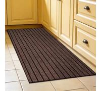 GUOZHEN Alfombra de Entrada Interior 65 x 82 cm para Una Entrada Limpia Felpudo de Goma Secado Rápido y Resistente para Puerta Interior y Exterior, Pasillo, marrón