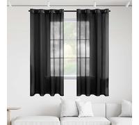 GUOZHEN Cortina Translúcida 250 x 340 cm Translucidas Cortinas Salon Poliéster para Dormitorio Matrimonio Habitacion Juvenil Cocina Oficina, Negro