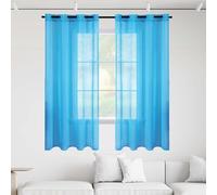 GUOZHEN Cortina Translúcida 350 x 210 cm Translucidas Cortinas Salon Poliéster para Dormitorio Matrimonio Habitacion Juvenil Cocina Oficina, Azul Cielo