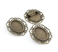 GUOZIF 10 broches de tamaño Interior de 18 x 25 mm, Plata Antigua, Bronce, Base de cabujón de camafeo Negro para Hacer Joyas de Bricolaje