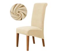 GUOZIF Funda para Silla de Comedor Grande de Terciopelo, Funda para sillas de tamaño XL, Respaldo Largo, Fundas para sillas de Cocina, Funda elástica para Asiento de Color sólido, 4 Uds.