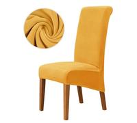 GUOZIF Funda para Silla de Comedor Grande de Terciopelo, Funda para sillas de tamaño XL, Respaldo Largo, Fundas para sillas de Cocina, Funda elástica para Asiento de Color sólido, 4 Uds.