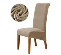 GUOZIF Funda para Silla de Comedor Grande de Terciopelo, Funda para sillas de tamaño XL, Respaldo Largo, Fundas para sillas de Cocina, Funda elástica para Asiento de Color sólido, 4 Uds.