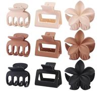 Guozihao 3 estilos de pinzas para el cabello 9PCS pinzas de garras pequeñas (para cabello grueso) pinzas para flores (para cabello grueso) pinzas para el cabello cuadradas (para niñas) (marrón)