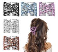 Guozihao 5 pinzas elásticas ajustables para el pelo para mujeres y niñas, sin pliegues, accesorios vintage para hacer moños para cabello rizado grueso y ondulado, cola de caballo