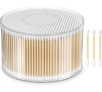 Guozihao 500 hisopos de algodón, hisopos de algodón de punta redonda y puntiaguda, puntas de doble precisión para cuidado personal y maquillaje, palos de algodón de madera con caja de almacenamiento