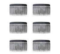 Guozihao 6 piezas de 14 dientes peine lateral para el pelo, estilo francés, vintage, horquillas para el pelo, accesorios para mujeres y niñas, velo de novia, pelo largo y rizado (negro)