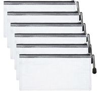 Guozihao - Bolsa de lápices de malla (6 unidades, 4,25 x 9,25 pulgadas, respaldo impermeable, A6, tamaño con cremallera, bolsa de almacenamiento de documentos para oficina o viaje