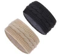 Guozihao Diademas de invierno para mujer, color gris oscuro, beige, bandas cálidas de orejas gruesas para clima frío