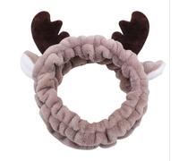 Guozihao Elk - Diadema de maquillaje facial para mujer, máscara facial de oso para cumpleaños, San Valentín, Navidad, gorro de forro polar para mujeres y niñas, color café