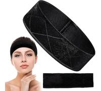 Guozihao Manija de peluca con cabeza de terciopelo de cisne con fijaciones ajustables adicionales para peluquería, diadema de algodón elástico (negro)