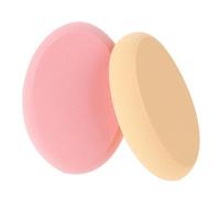 Guozihao Paquete de 2 esponjas ovaladas de maquillaje profesional para base de ojos, aplicación de rubor, frente, mejillas, seco y húmedo (tono de piel y rosa)