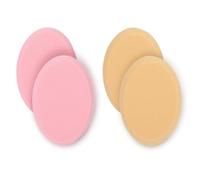 Guozihao Paquete de 4 esponjas ovaladas de maquillaje ovaladas para base, esponjas de maquillaje profesionales, huevo de belleza, seco y húmedo (tono de piel y rosa)