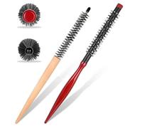 Guozihao Peine redondo pequeño de 2 piezas, peine de peinado esponjoso, rizador de barba, adecuado para cabello corto escaso, flequillo, barba, se puede levantar y rizar.
