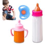 Gupcaqosjw Biberón De Muñeca Bebé | Accesorios para Juego Simbólico | Set De Alimentación con Botellas Mágicas De Leche Y Zumo Incluye Chupete para Niños Y Niñas 3+ Años