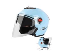 Gupcaqosjw Cascos De Moto Abiertos 3/4 | Casco De Moto para Hombre | 56-62 Cm Cascos De Moto J-et | Cascos De Ciclomotor Ligeros para Hombres | Cascos De Motocicleta Duraderos con Visera, Blue