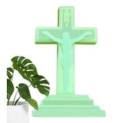 Gupcaqosjw Crucifijo Crucifijo | Cruces decorativas que brillan en la oscuridad para decoración católica - Cruz de mesa católica, estatua de cruz, decoración del hogar, cruz cristiana