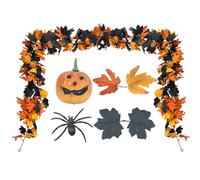 Gupcaqosjw Guirnalda de Halloween, Decoración de Halloween de Calabaza para Interior, Corona Flexible con Decoración de Hojas y Enredaderas para Chimenea Mesa Ventana Puerta Jardín Exterior e Interior