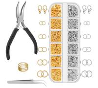 Gupcaqosjw Kit De Reparación De Joyería | 1200 Piezas Cierre Para Collar | Cierres para Pendientes de Manualidades, Joyería Diaria, Regalos para Madre, Bodas y Playa