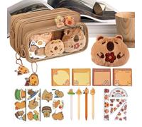 Gupcaqosjw Material Escolar de Capibara - Estuche de Material Escolar con Diseño de Capibara - Organizador con Blocs Notas Reglas para Niños Estudiantes Primaria Regalo Navidad