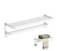 Gupcaqosjw Toallero de Pared para baño, Colgador de Toallas de Ducha Plegable sin Taladro, Organización de baño Adhesiva de Aluminio para toallitas, Bolas de y Otros artículos de tocador