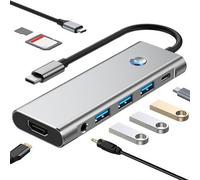 Gupcaqosjw USB C Hub | Adaptador USB C Multipuerto | Estación Adaptadora Expande Conectividad para Presentaciones Reuniones Oficinas Casa Estudiantes Entusiastas Tecnología