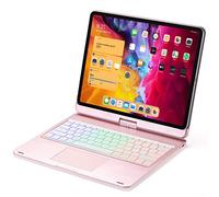 GUPENAA Funda con Teclado Magnético para iPad Pro 12,9 Pulgadas (3.ª,4.ª,5.ª, 6.ª generación - 2018, 2020, 2021, 2022) Puede Girar 360° Retroiluminado 10 Colores con Touchpad,Rose Gold