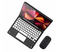 GUPENAA Funda con Teclado para iPad 6ª/5ª Generación 2018 2017, Air 2/Air 1, Pro 9,7" con Trackpad, Contiene Ñ, Teclado Bluetooth Inalámbrico Magnético Desmontable con Ratón,Negro
