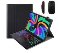 GUPENAA Funda con Teclado para Lenovo Tab M10 HD (2ª generación) X306F 10.1, Contiene Ñ, 7 Colores Retroiluminados, Teclado Bluetooth Inalámbrico Magnético Desmontable con Ratón