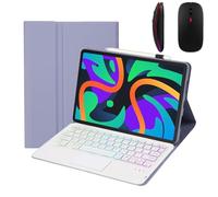 GUPENAA Funda con Teclado para Lenovo Tab M10 Plus 3ª generación (2022) 10,6" (TB-125FU), Contiene Ñ, 7 Colores Retroiluminados, Teclado Bluetooth Inalámbrico Magnético Desmontable con Ratón,Púrpura