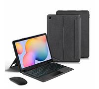 GUPENAA Funda con Teclado para Samsung Galaxy Tab S6 Lite 10.4'' 2022/2020 con Trackpad, Contiene Ñ, 7 Colores Retroiluminados, Teclado Magnético Desmontable con Ratón Bluetooth