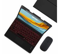 GUPENAA Funda con Teclado para Xiaomi Pad 6S Pro 12.4" 2024, Contiene Ñ, 7 Colores Retroiluminados, Teclado Bluetooth Inalámbrico Magnético Desmontable con Ratón,Negro