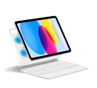 GUPENAA Funda de teclado para iPad de 11ª generación A16 2025 y 10ª generación 10,9 pulgadas 2022, soporte de soporte flotante mágico, retroiluminación en 7 colores, trackpad incorporado, blanco