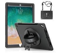 GUPENAA Funda para iPad Pro De 12,9 Pulgadas, 2.ª Generación, 2017 Y 2015, 1.ª Generación, Cubierta Protectora De TPU Resistente De Alta Resistencia, Soporte Giratorio de 360 °,Negro