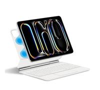 GUPENAA - Funda para teclado para iPad Air de 13 pulgadas (M3, 2025/M2, 2024), Pro 12,9 pulgadas (3e/4e/5e/6ª generación), soporte flotante Magic Cantilever, retroiluminación 7 colores, blanco
