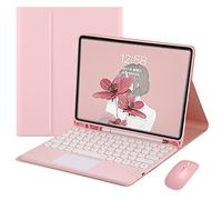 GUPENAA Rosado, Funda con Teclado para iPad Pro de 11 Pulgadas (M4) 2024 con Trackpad, Contiene Ñ, Portalápices Integrado, Teclado Bluetooth Inalámbrico Magnético Desmontable con Ratón